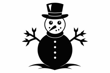 snowman silhouette line art vector illustration with a white background