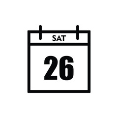 calender icon, 26 saturday icon with white background