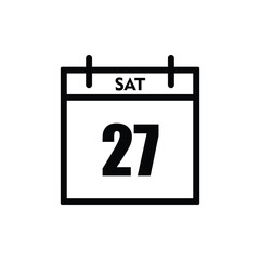 calender icon, 27 saturday icon with white background