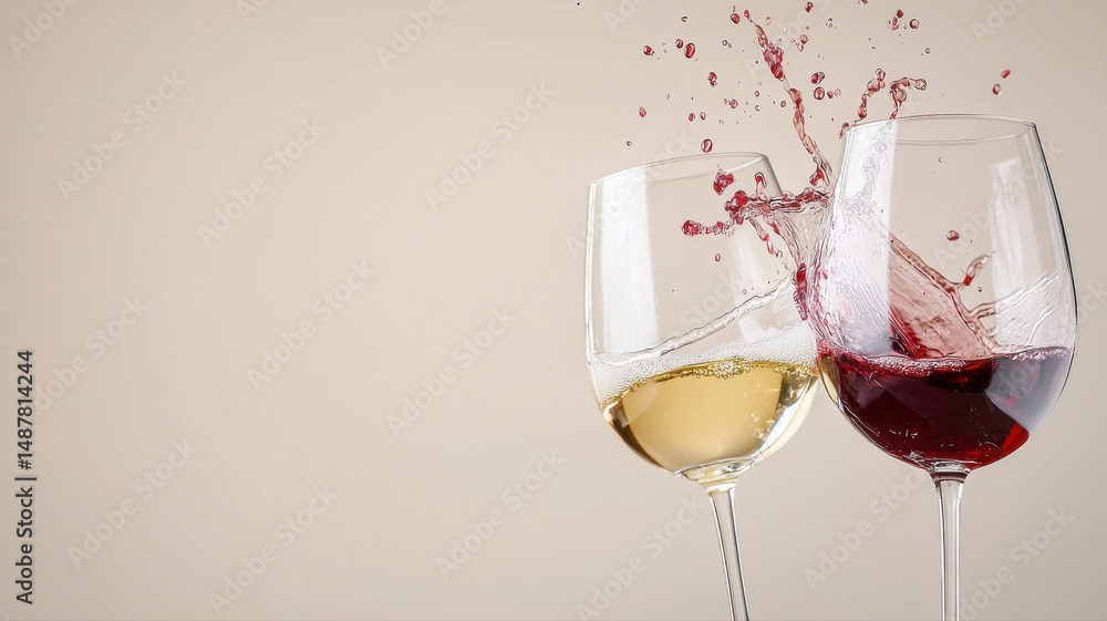 Poster red and white wine toast with dynamic splash wine toast splash dynamic red wine white wine clinking