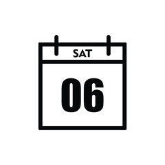calender icon, 06 saturday icon with white background