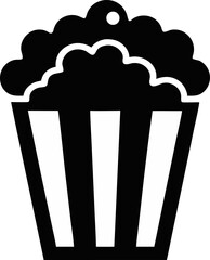 Popcorn Bucket Silhouette Vector Illustration Black