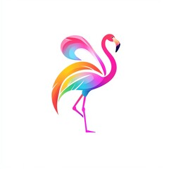 Fototapeta premium Vibrant flamingo dressed in radiant colors standing elegantly alone