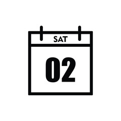 calender icon, 02 saturday icon with white background