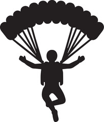 Black and white vector of a skydiver