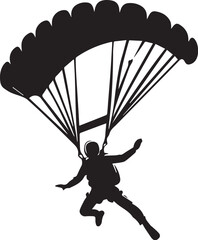 Black and white vector of a skydiver