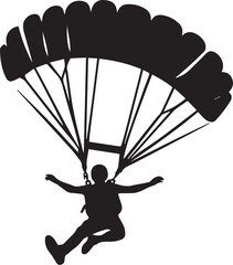 Black and white vector of a skydiver