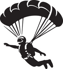 Black and white vector of a skydiver