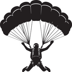 Black and white vector of a skydiver