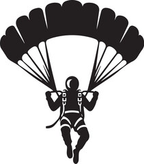 Black and white vector of a skydiver