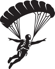 Black and white vector of a skydiver