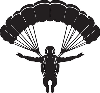 Black and white vector of a skydiver