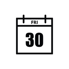 calender icon, 30 friday icon with white background