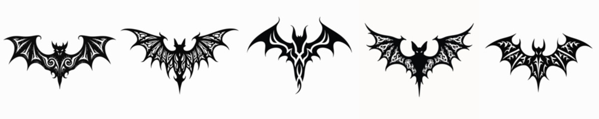 illustration vector graphic of tribal art bat tattoo