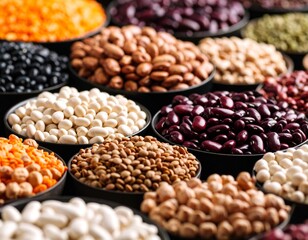 Legumes, beans, as healthy ingredient concept, cancer fighting food and weight management food
