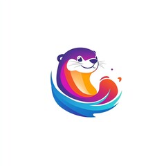 Fototapeta premium A vibrant illustration of a cheerful otter playfully splashing in water