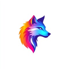 Obraz premium Vibrant wolf silhouette with dynamic colors showcasing wild spirit through design