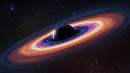 Colorful glowing black hole in deep space