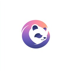 Charming round panda logo showcasing a playful and colorful design style