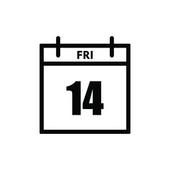 calender icon, 14 friday icon with white background