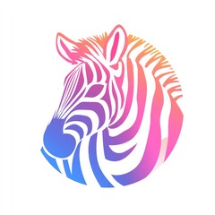 Vibrant and Colorful Abstract Zebra Design against Clean White Background