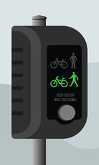 Pedestrian and Bicycle Crossing Signal Button &ndash; Safe to Cross Indicator &ndash; High Quality Vectorial Illustration