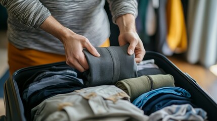 Efficiently packing clothes into suitcase for trip  AR 169