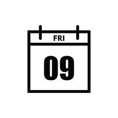 calender icon, 09 friday icon with white background