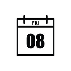 calender icon, 08 friday icon with white background