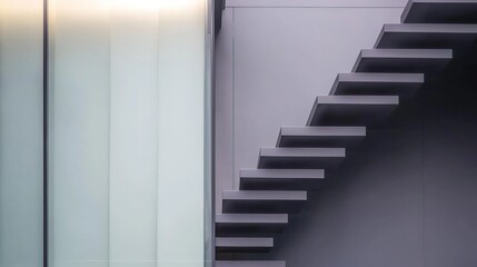 Obraz premium Modern Gray Floating Staircase.