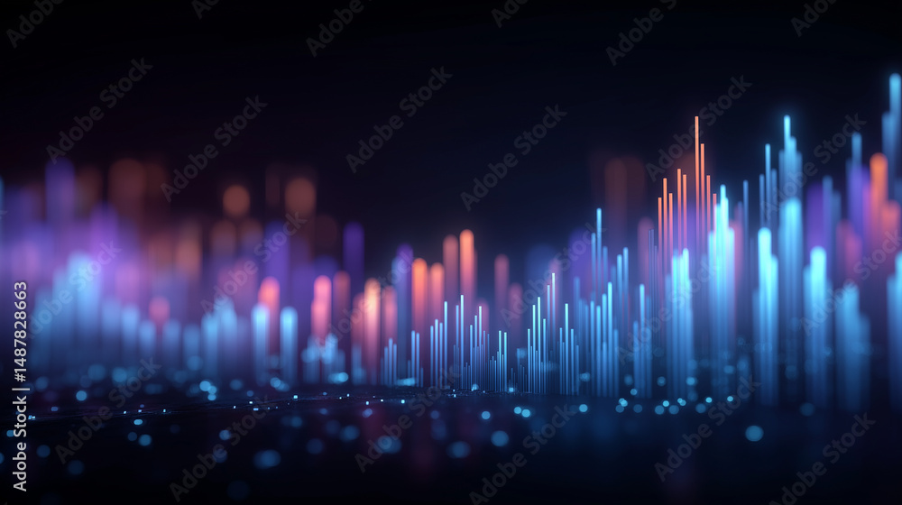 Poster futuristic digital graph analysis interface with 3d charts and analytics