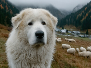 Kangal Dog: Portrait of a Kangal guarding livestock, highlighting its size and protective stance