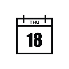 calender icon, 18 thursday icon with white background