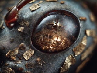 Detailed close-up view of an insect's eye.