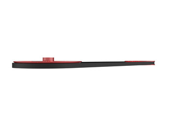 Red pulley system with black belt on white background. Gear, mechanism, power transmission, isolated. Ideal for engineering, mechanics, and automation themes. on a PNG Transparent Background