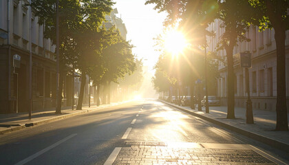 Blurry heat haze rising from asphalt or city pavement in hot summer weather