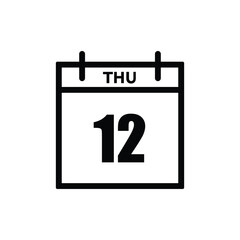calender icon, 12 thursday icon with white background