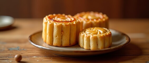 Three scrumptious tarts on a plate