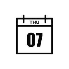 calender icon, 07 thursday icon with white background