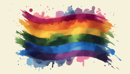 Watercolor Rainbow Pride Flag with Artistic Brush Strokes