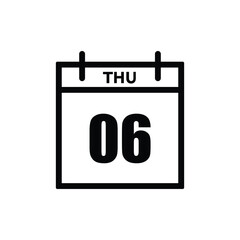 calender icon, 06 thursday icon with white background