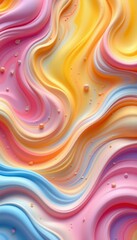 Fototapeta premium Swirling Colorful Abstract Background with Bright Spiral Patterns and Soft Textures in Yellow, Pink, Blue, and Orange Hues
