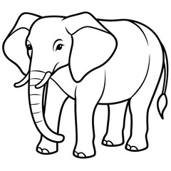 Fototapeta premium African Elephant Line Art Illustration for Coloring Book