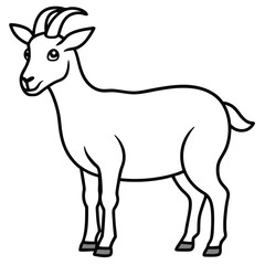 Obraz premium Cute Cartoon Goat Illustration Line Art Drawing