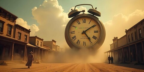 big and old  clock time west very critical time with earth. Desert, Ice, Everest, with clock.