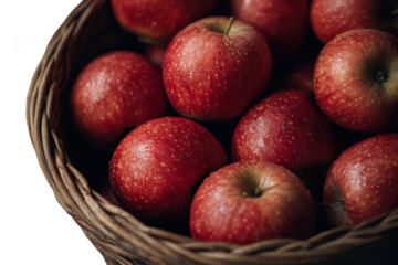 Juicy Red Apples in a Rustic Wicker Basket