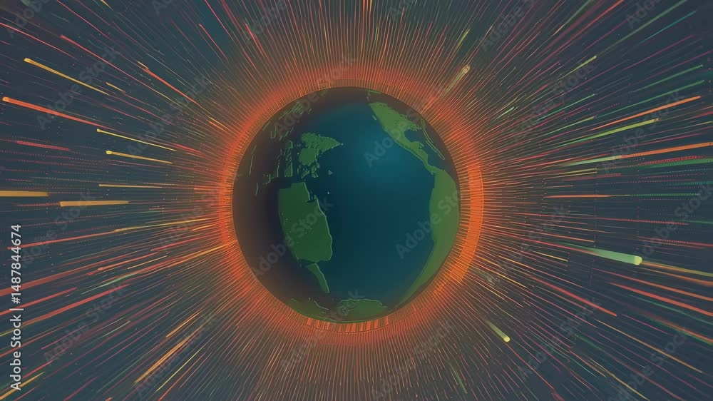 Aufkleber a visually striking topdown view of a planet encircled by an animated firewall showcasing the dynami