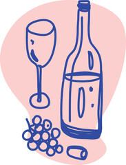 Winemaking. The process of making wine. Drawing, engraving, ink, line art, vector	
