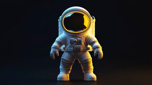 A stylized astronaut in a spacesuit, illuminated against a dark background. - Powered by Adobe