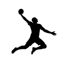 Basketball Player Jumping Slam Dunk Silhouette